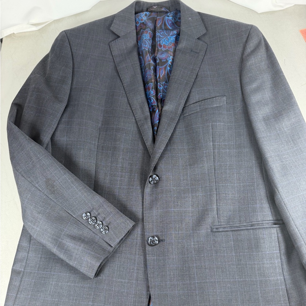 Ital Uomo Giuseppe 100% Wool Blazer 42R Floral Blue Lining